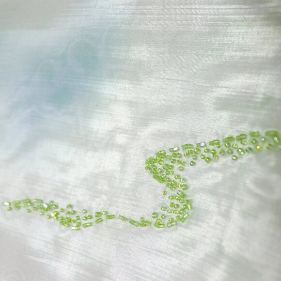 Vtg Dreamy Airbrush Landscape Print Gradient Mesh Overlay Ball Gown Prom Dress - Picture 8 of 9